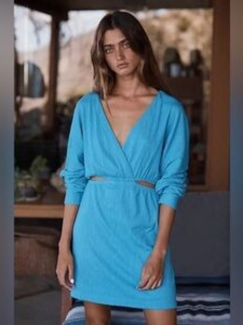 Free People Beach Stasia Blue Cut-Out Mini Dress l M